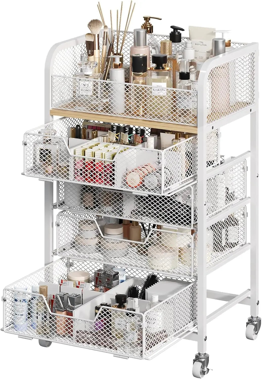 Rolling Makeup Cart Organizer With 4 Drawer