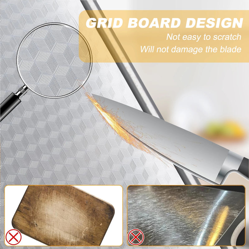 Stainless Steel Cutting Board Set, Double Sided Kitchen Chopping Boards, Titanium-Finish, Dishwasher Safe