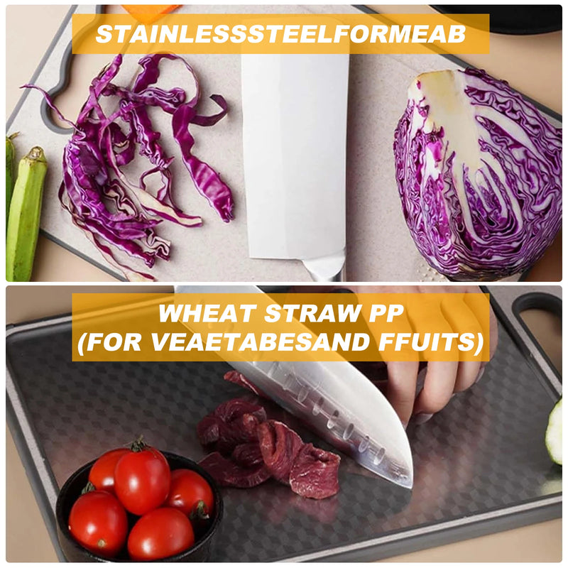 Stainless Steel Cutting Board Set, Double Sided Kitchen Chopping Boards, Titanium-Finish, Dishwasher Safe