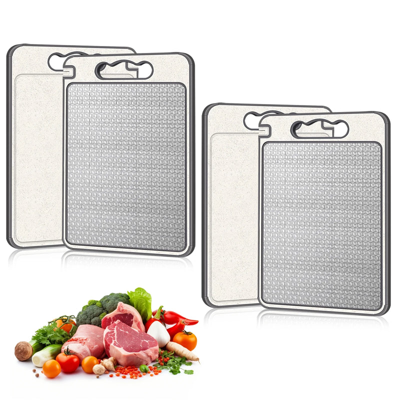 Stainless Steel Cutting Board Set, Double Sided Kitchen Chopping Boards, Titanium-Finish, Dishwasher Safe