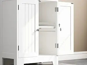 Bathroom Floor Storage Cabinet with Flip Glass Drawer